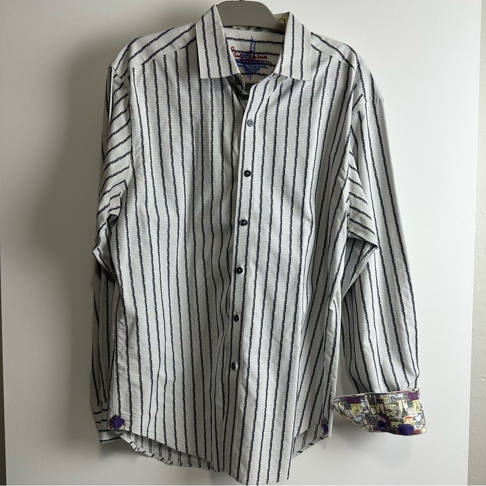 Robert Graham Button Down Shirt Large Flip Cuff